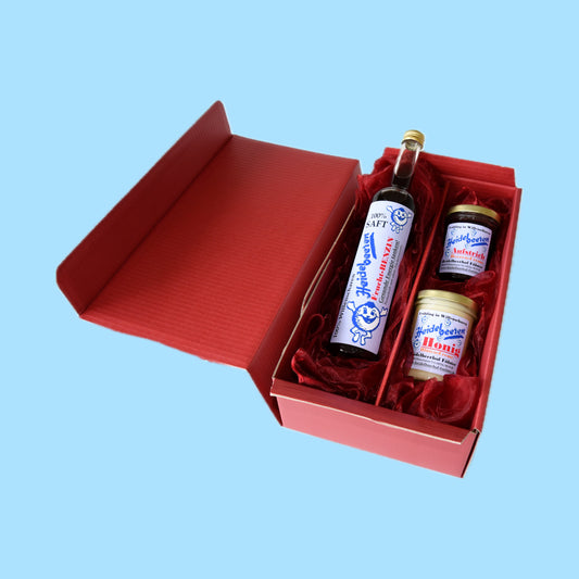 Geschenkbox (Saft, Honig und Aufstrich)